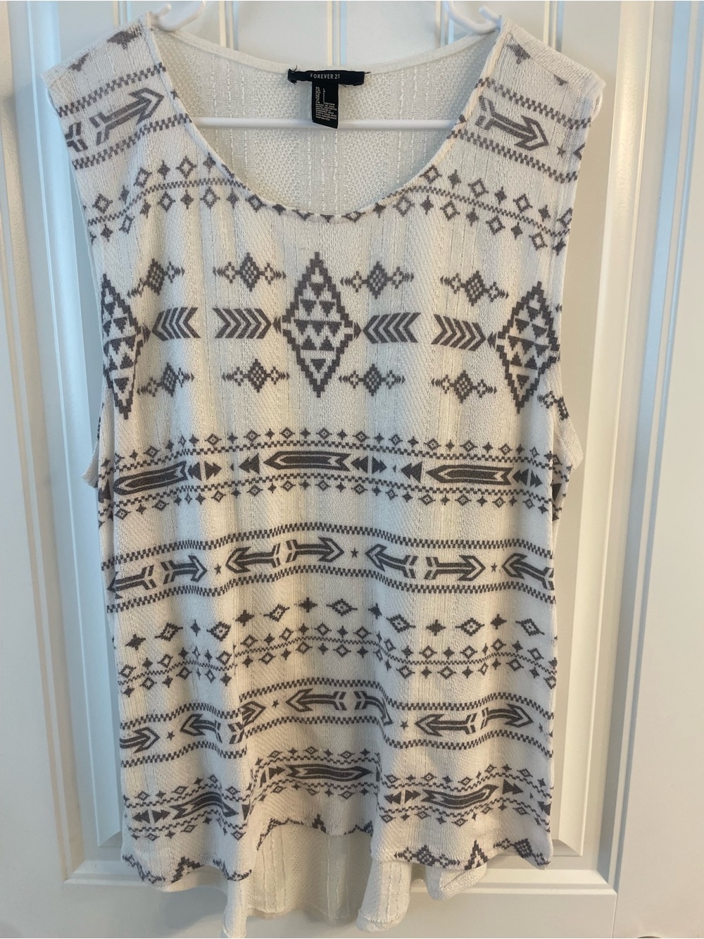 Forever 21 Cream Aztec-Print Sleeveless Top